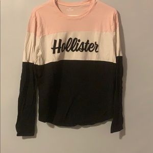 small pink black white stripped long sleeve top